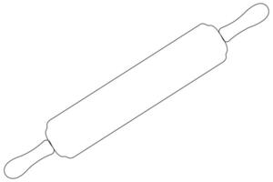 Continuous one line art drawing of a kitchen roller pin vector