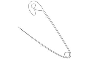 Safety pin continuous one line art drawing of outline illustration vector