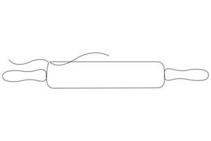 Continuous one line art drawing of a kitchen roller pin vector