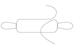 Continuous one line art drawing of a kitchen roller pin vector