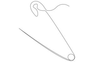 Safety pin continuous one line art drawing of outline illustration vector