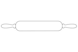 Continuous one line art drawing of a kitchen roller pin vector