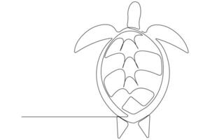 Continuous one line art drawing of sea turtle concept of outline minimalist illustration vector