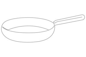 Frying pan continuous one line art drawing of outline illustration concept vector