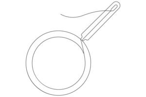 Frying pan continuous one line art drawing of outline illustration concept vector