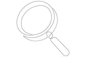 Frying pan continuous one line art drawing of outline illustration concept vector