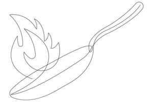 Frying pan continuous one line art drawing of outline illustration concept vector