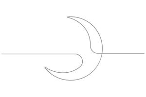 Moon symbol one continuous single line art drawing of Ramadan Kareem and Eid banner in simple outline vector