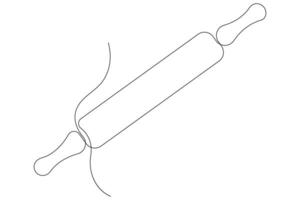 Continuous one line art drawing of a kitchen roller pin vector