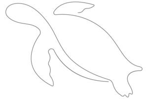 Continuous one line art drawing of sea turtle concept of outline minimalist illustration vector