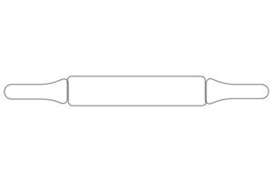 Continuous one line art drawing of a kitchen roller pin vector