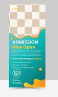 Unique, Clean Kids Admission Roll-Up Banner Design. vector