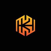 Logo HK or KH Hexagon, simple modern icon Initial KH with shape Hexagonal. vector