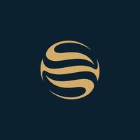 Initial letter O S, OS, SO, minimalist art, gold monogram logo shape on black background vector