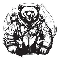 Roaming Rovers Anthropomorphic Bear Adventurer Apparel Emblem vector