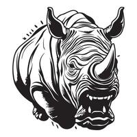 Savage Charge Striking Angry Rhinoceros Illustration for Apparel vector