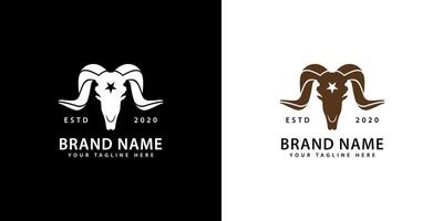 Goat head skull logo in modern and abstract style. suitable for all businesses. vector