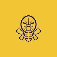 línea Arte abeja lámpara creativo idea logo vector