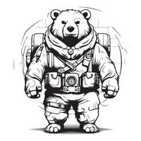 patas de exploración oso aventurero vestir ilustración vector