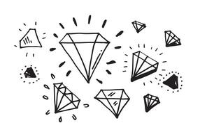 Set of diamond doodle icon. Doodle style diamond. vector