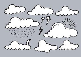 Hand drawn weather collection. Flat style on gray background. vector