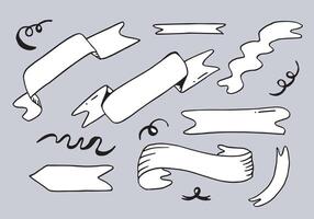 set of hand-drawn doodle banner flags on grey background. vector