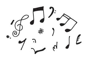 set hand drawn icons such as eight note rest, half note, beam, thirty second note, flat,music and media outline thin icons collection. vector