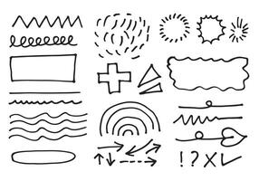 Various sketchy Doodle Arrows, Direction pointers Shapes and Objects. Abstract vector