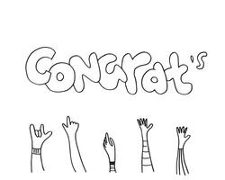 Applause hand draw on white background with congrat s text. vector