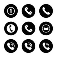 Call icon pack including mobile telephone ring vector