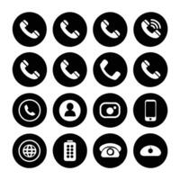 Call icon pack including mobile telephone ring vector