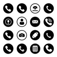 Call icon pack including mobile telephone ring vector