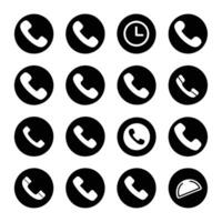 Call icon pack including mobile telephone ring vector