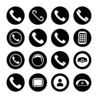 Call icon pack including mobile telephone ring vector