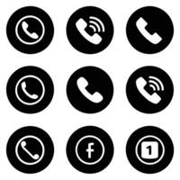 Call icon pack including mobile telephone ring vector