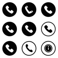 Call icon pack including mobile telephone ring vector