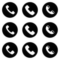 Call icon pack including mobile telephone ring vector