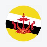 National Flag of Brunei. Brunei Flag. Brunei Round flag. vector