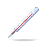 Medical glass mercury thermometer isolated on white background. vector