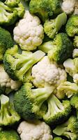 roasted broccoli cauliflower vegetable diet food, ai photo