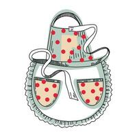 Kitchenware. Cooking apron with lace and ribbons, drawn in black . Suitable for printing on fabric, paper, stickers, design, scrapbooking vector