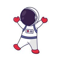 Cute cartoon illustration of happy astronaut. vector