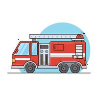 Illustration of firetruck graphic cute cartoon style, isolated white background. vector