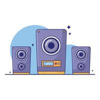 Cute cartoon illustration of 3 sound system white background vector