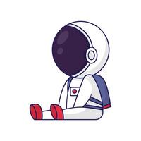 Cute cartoon illustration of sit down astronaut vector