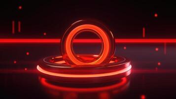 digital futuristic neon circle light on dark background, ai photo