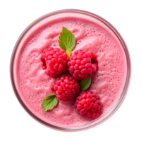 Raspberry Smoothie in a Glass Top View Isolated on Transparent Background png