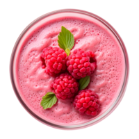 framboise smoothie dans une verre Haut vue isolé sur transparent Contexte png