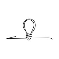 Single continuous one line art idea light bulb. Creative solution teamwork lamp concept minimal line art design, light sketch outline drawing illustration vector