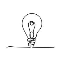 Single continuous one line art idea light bulb. Creative solution teamwork lamp concept minimal line art design, light sketch outline drawing illustration vector